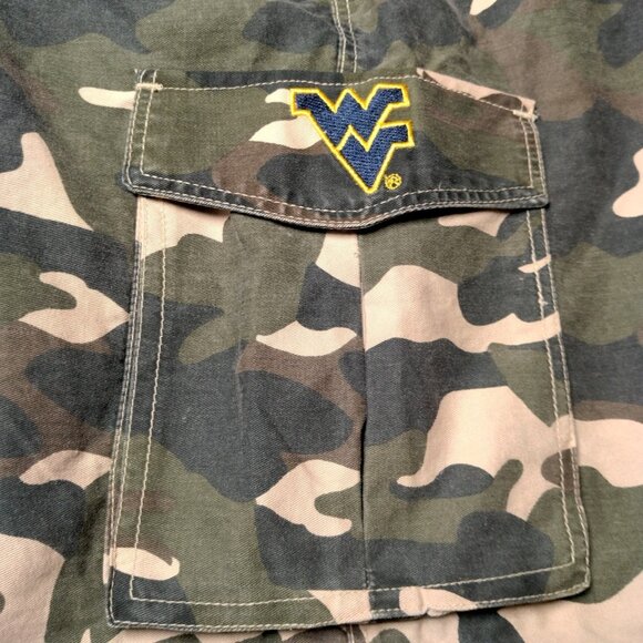 WVU Mountaineers Camo Cargo Shorts J America L Woodland Camouflage West Virginia - Picture 6 of 13